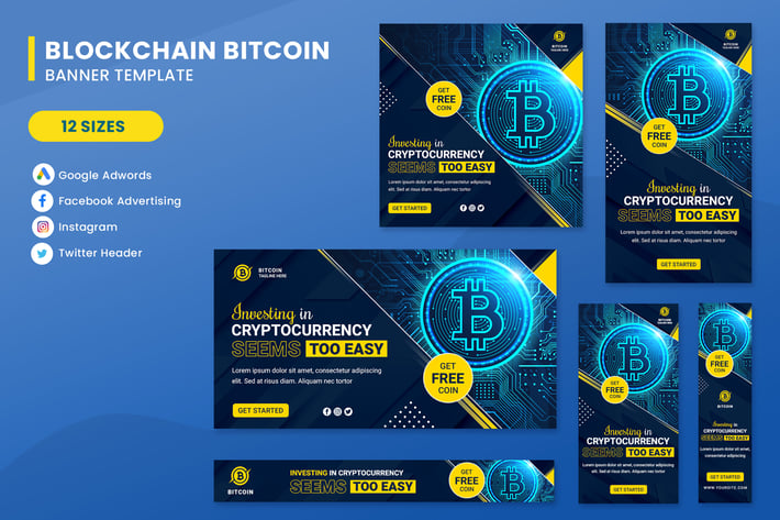 Cryptocurrency Bitcoin Banner Set Template