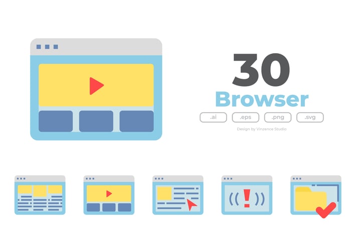 30 Browser Icons - FLAT