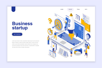 Business Startup Isometric Landing Page