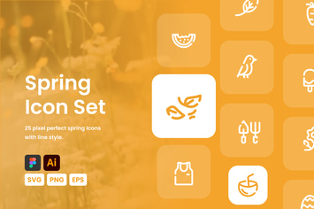 Spring Line Icon Set