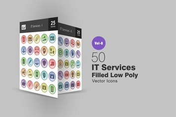 50 IT Services  Filled Low Poly Icons