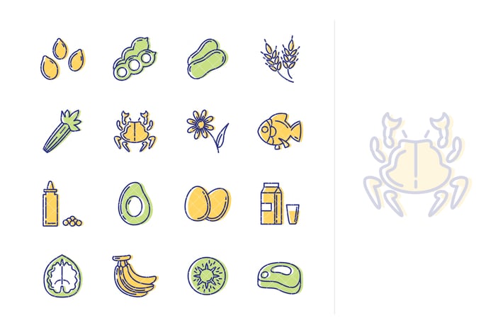 Food Allergens Icons - Outline Series