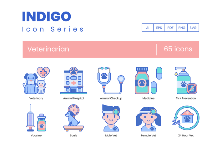 65 Veterinary Icons