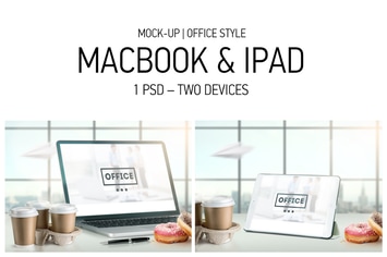 Mock-Up Laptop and tablet (PSD). Office style