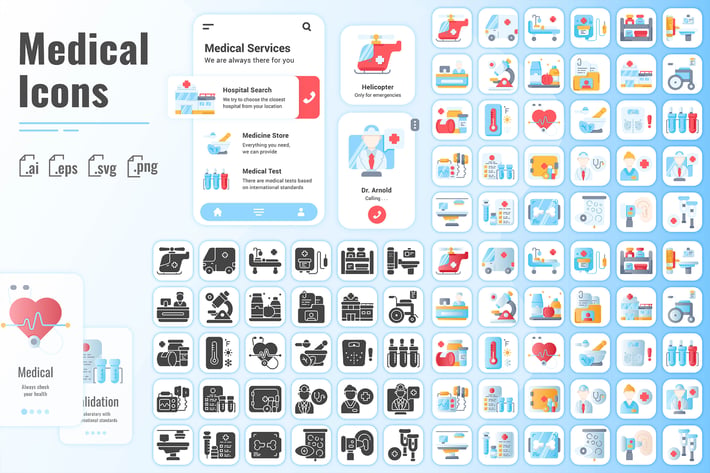 30 Fill Iconset Medical with 3 styles