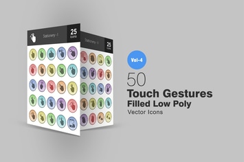 50 Touch Gestures Filled Low Poly Icons