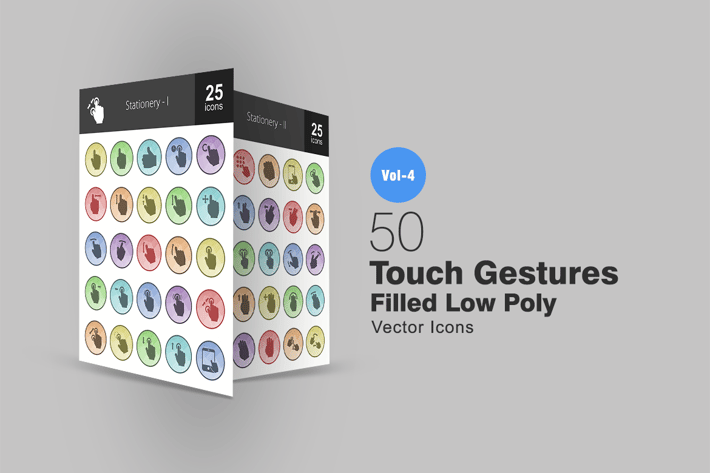 50 Touch Gestures Filled Low Poly Icons