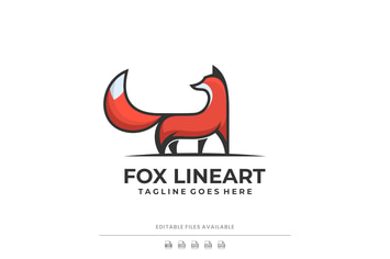 Fox Line Art Color Logo