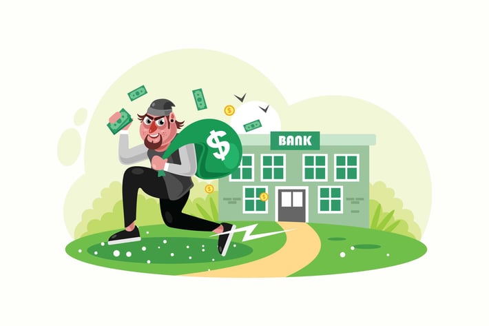 Bank Robbers Run Away with Money Bags