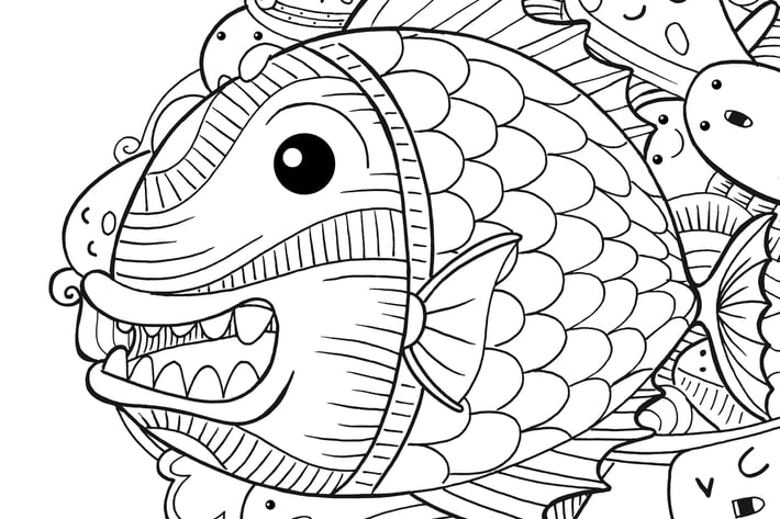 Piranha Fish Doodle
