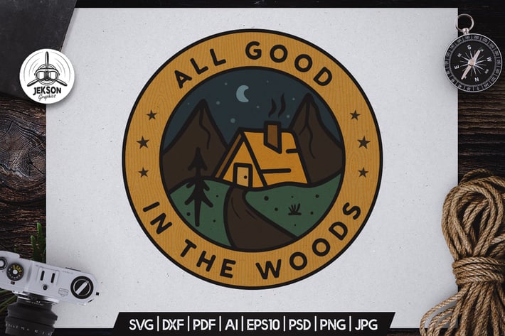 Forest Camping Badge Vector Retro Graphic Logo