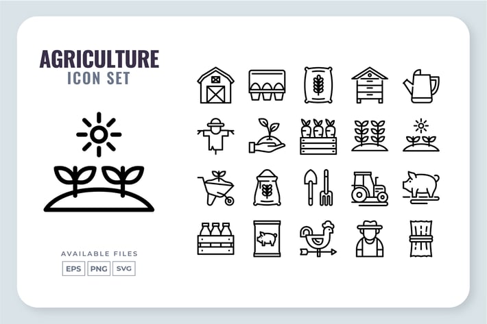 Agriculture Line Icon Set