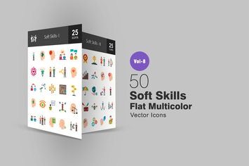 50 Soft Skills Flat Multi-color Icons