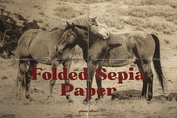 Sepia Halftone Folded Paper Photo Effect