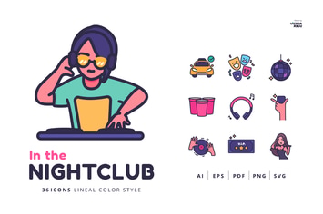 36 In the Nightclub Icons Lineal Color Style