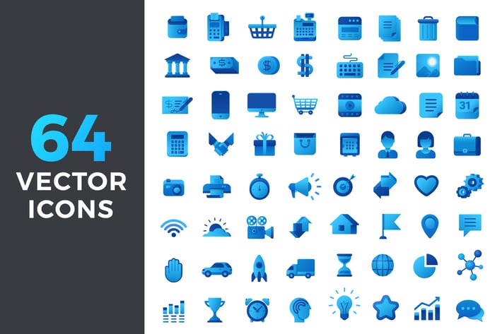 Vector Icons Flat Blue style