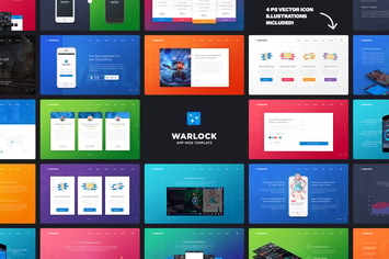 Warlock App Landing PSD Template
