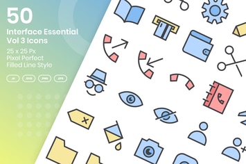 50 Interface Essential Icons Vol 3 -Filled Line