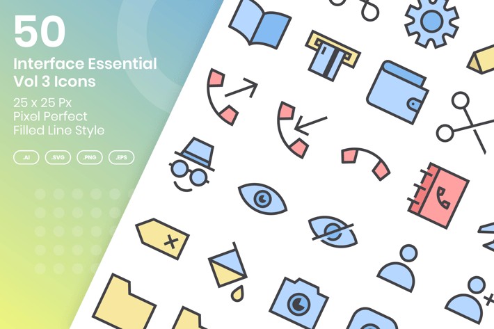 50 Interface Essential Icons Vol 3 -Filled Line