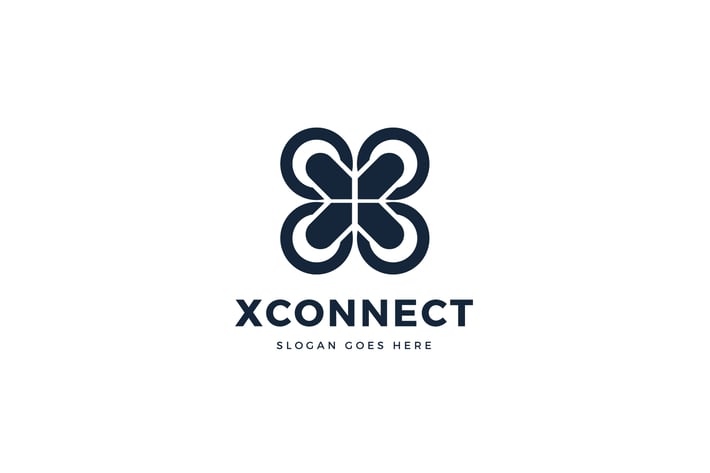 X Letter Connect Logo Template