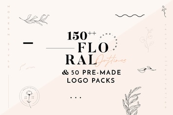 Floral Outline Illustration & Logo Pack