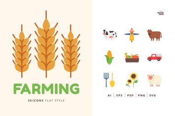 36 Farming Elements Flat Style Pack