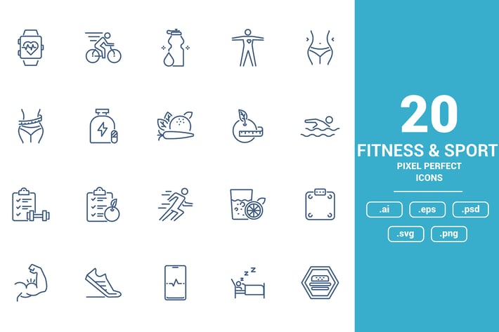 Flat line icons design - Fitness and Sport