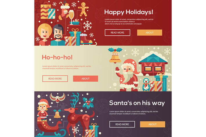 Christmas flat design website banners illustration