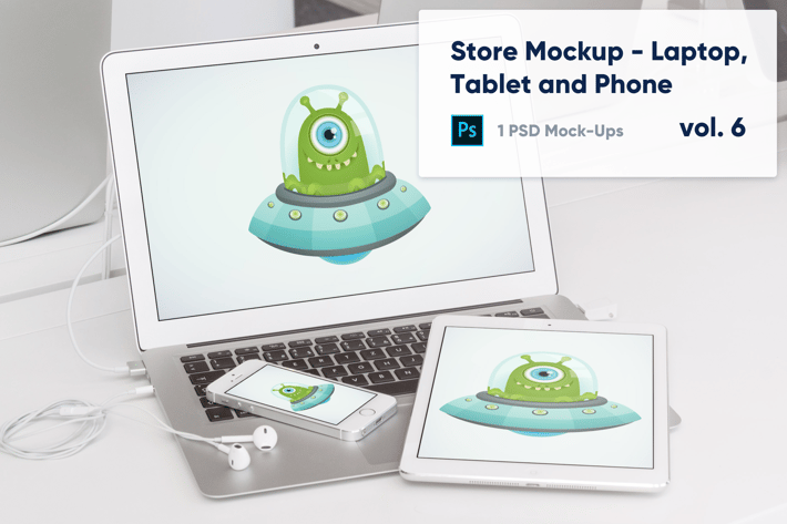 Laptop, Tablet and Phone Mockup in the Store