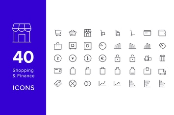 40 Line Icons - Shopping & Finance