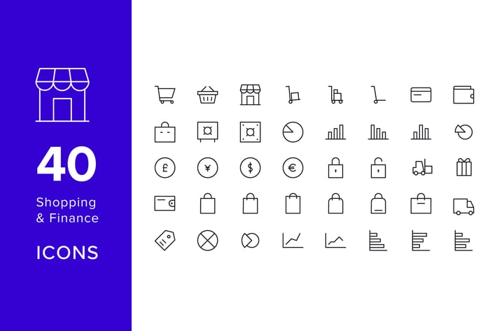 40 Line Icons - Shopping & Finance