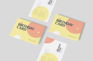 Single Page A6 Size Rectangle Birthday Card Mockup