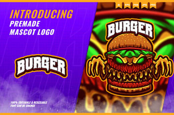The Burger Monster 2 - Mascot Esport Logo Template