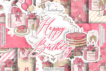 Birthday Girl digital paper pack