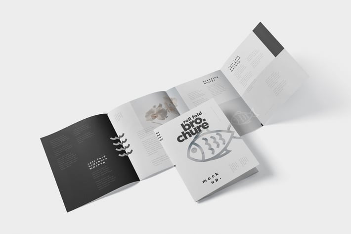Roll-Fold Brochure Mockup in 8.5x11 Inch US Letter