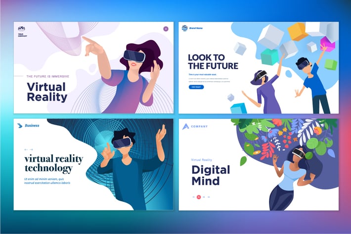 Web design templates of virtual reality