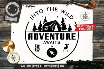 Retro Camp T-Shirt Design, Logo Adventure Quote
