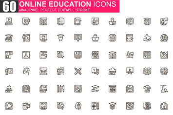 Online Education Thin Line Icons Pack