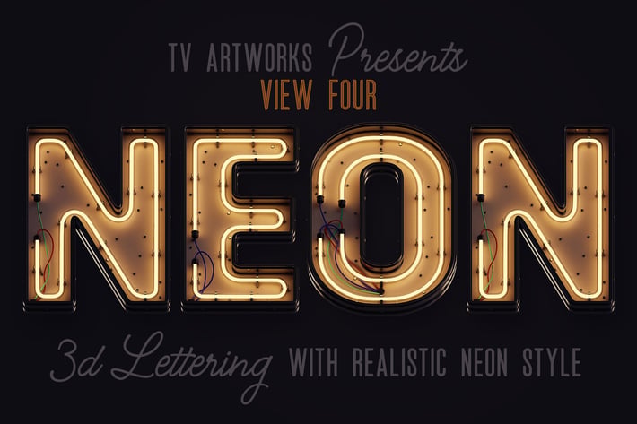 Modern Neon 3D Lettering View 4