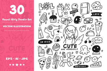 Kawaii Girly Doodle Set