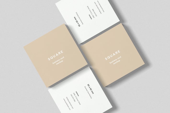 Square Brusiness Card Mockup Top Angle View