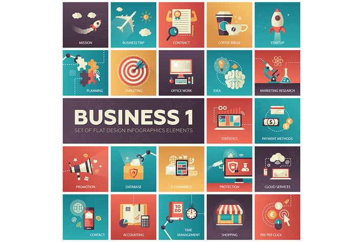 Business - modern flat design style icons