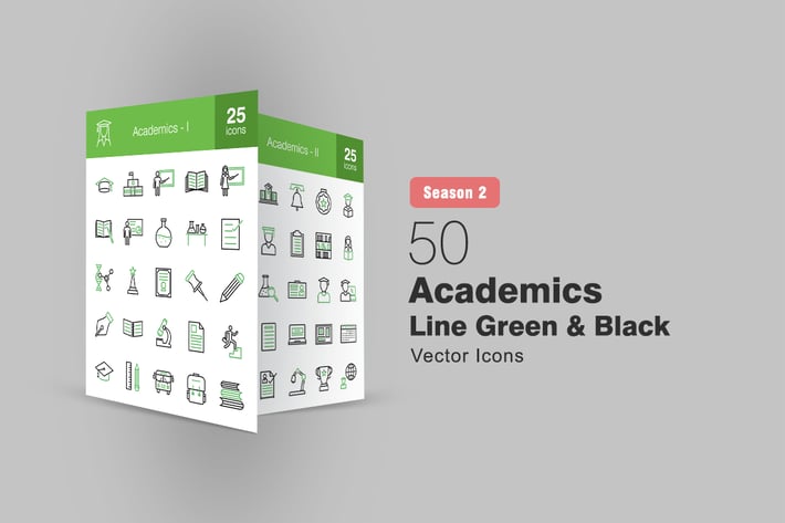 50 Academics Line Green & Black Icons Season II
