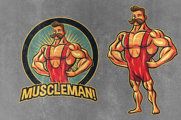 Classic Vintage Retro Bodybuilder Mascot Logo