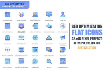Simple Set Seo and Web Optimization Flat Icons