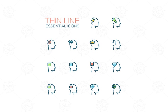 Thoughts in Heads - Thin Single Line Icons Set