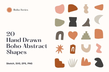 20 Hand Drawn Abstract Boho Shapes vol 3