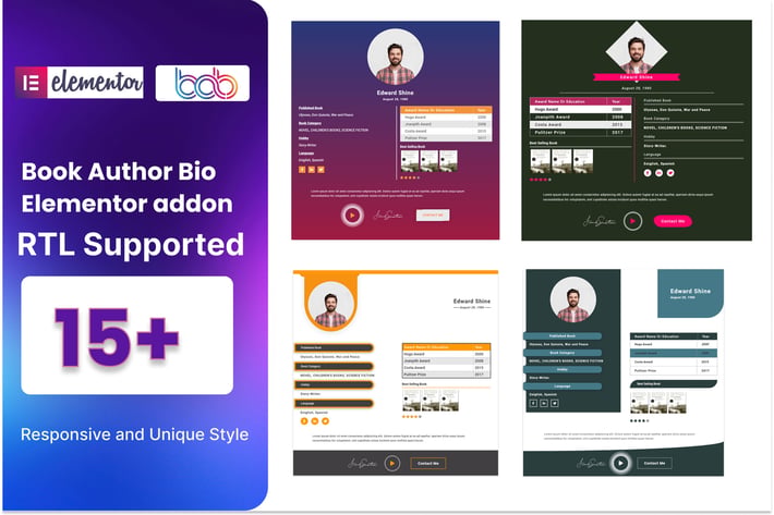 Book Author Bio addon for elementor