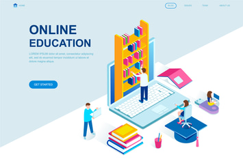 Online Education Isometric Landing Page Template