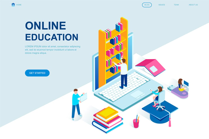 Online Education Isometric Landing Page Template